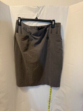 89th & Madison Grey Pencil Skirt Size 12 Heather Charcoal | Button Detail Work S